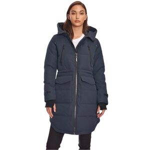 ALPINE Women's Navy Hooded Puffer Coat Small